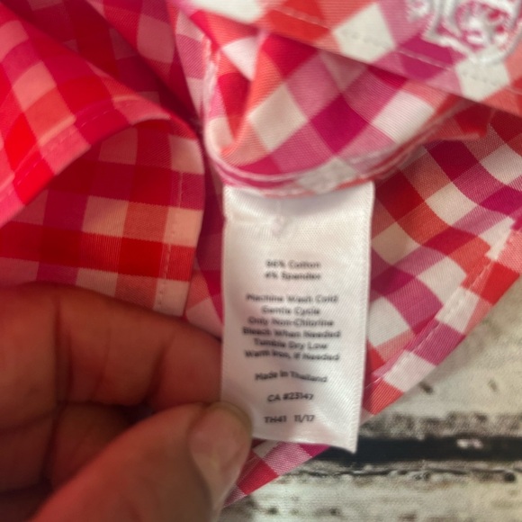 Talbots No-Iron Scalloped Edge Gingham Sleeveless Blouse Size 10 - Picture 5 of 7